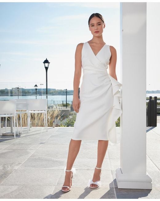 Ivy Blu Ivy Blu Ruched Ruffled Sheath Dress in White Lyst