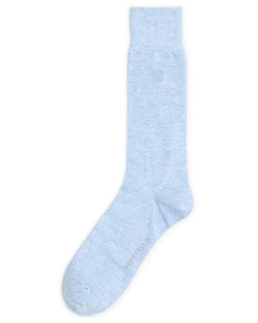 Perry Ellis Blue Heathered Patterned Socks for men