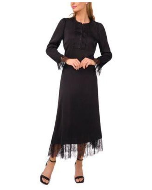 Cece Black Button Down Blouse Lace Midi Skirt