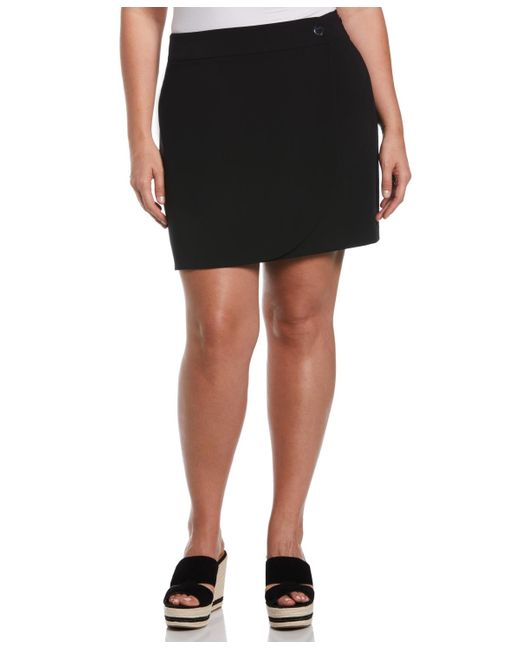 Rafaella Black Plus Size Modern Fit Wrap Skirt