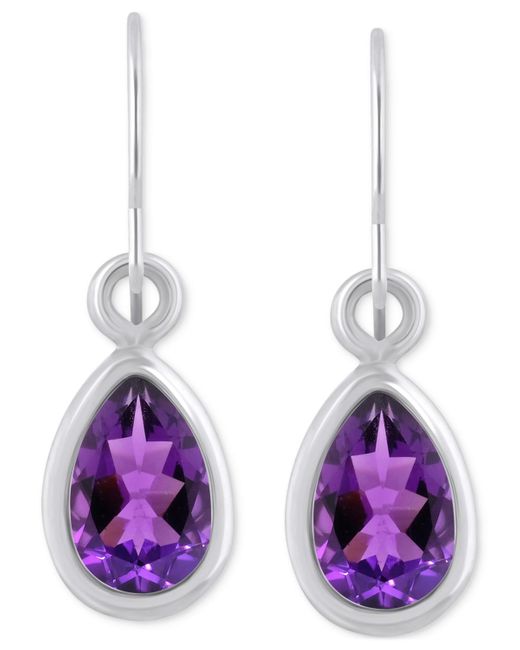 Macy's Purple Amethyst Pear Bezel Drop Earrings (3/4 Ct. T.w