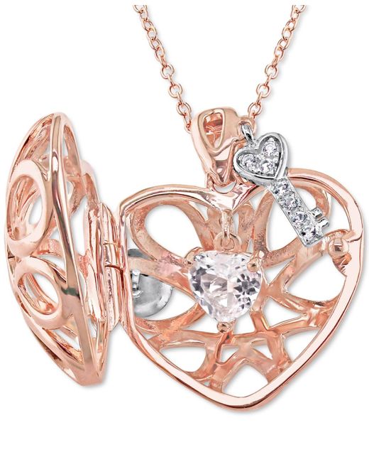 Macy's Diamond Accent Heart Lock & Key 18 Pendant Necklace in