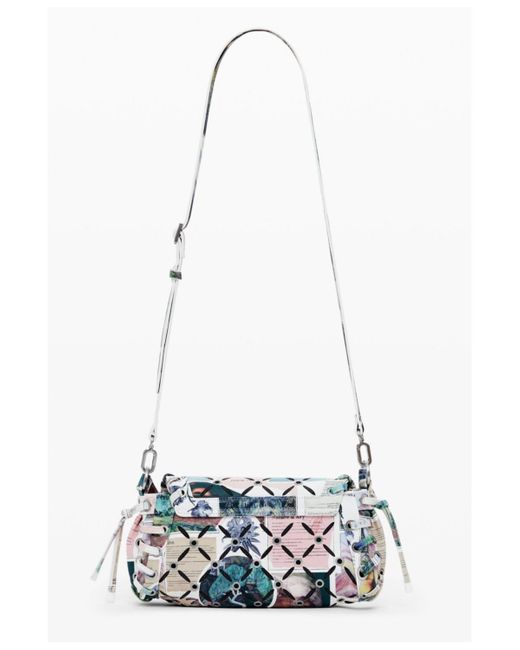 Desigual White Small Printed Bag
