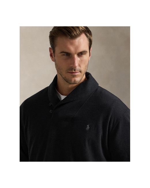 Polo Ralph Lauren Black Big & Tall Luxury Jersey Shawl-collar Pullover for men