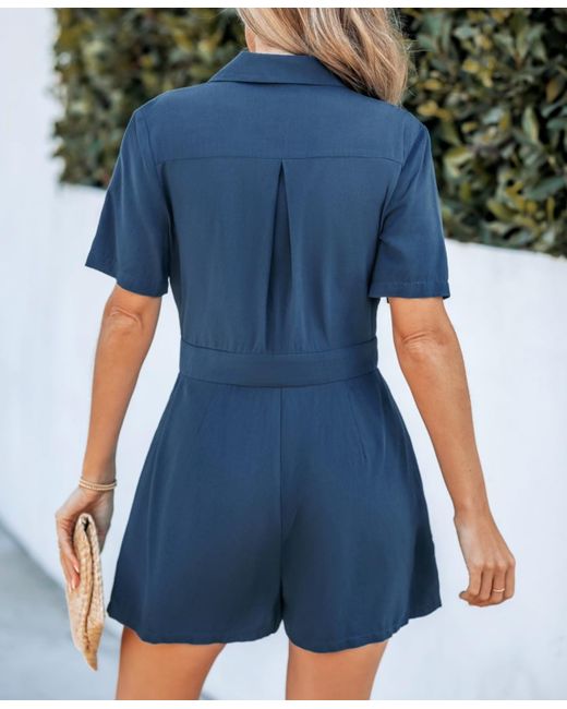 CUPSHE Blue Elegant Allure Wrap Romper