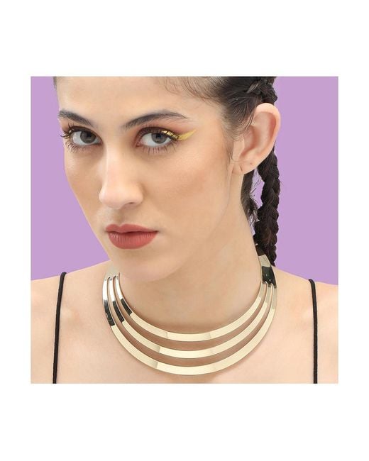 SOH Metallic Lined Statement Necklace
