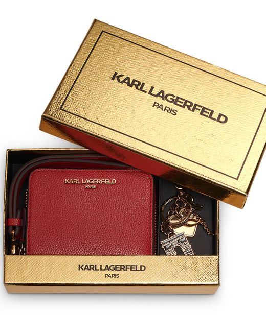 Karl Lagerfeld Red Boxed Zip Around Wallet