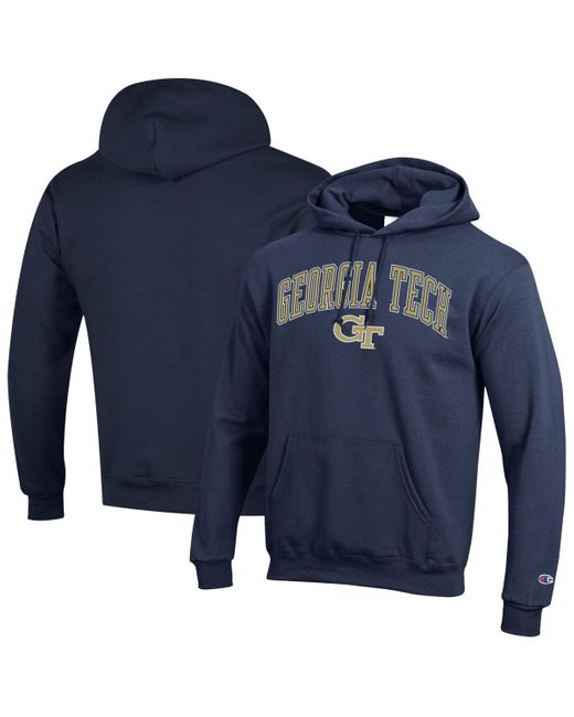 Champion Blue Georgia Tech Yellow Jackets Arch Over Logo Pullover Hoodie for men
