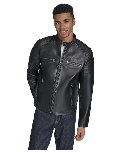 Levi's Black Leather Racer Jacket for men