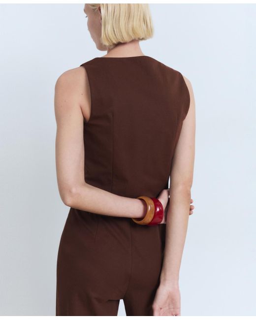 Mango Red Buttons Cotton Top