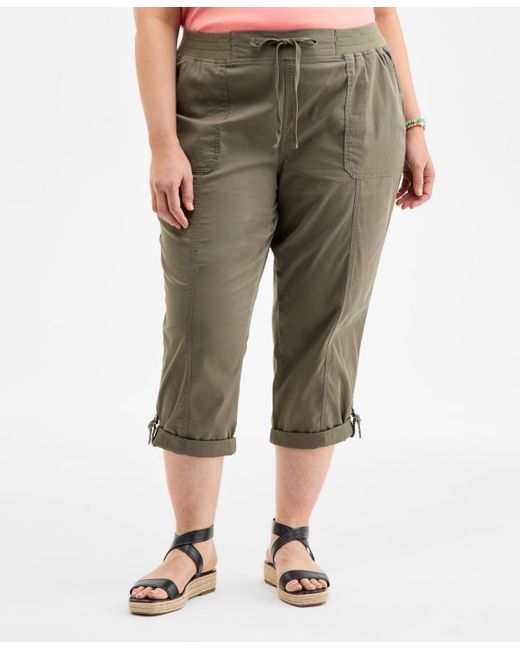 Style & Co. Multicolor Plus Size D-ring Cuffed Capri Pants