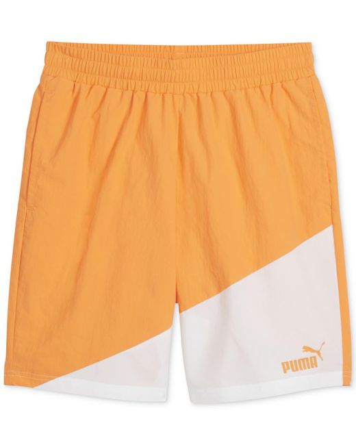 PUMA Orange Power Colorblocked Shorts for men