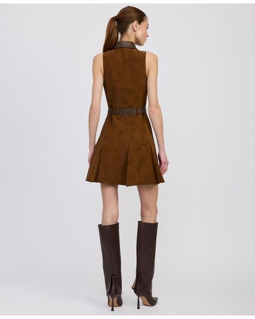 En Saison Brown Eloise Sleeveless A-line Mini Dress