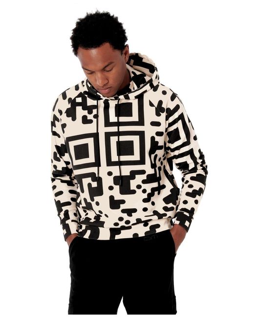 DAI MODA Black Qr Code Hoodie for men