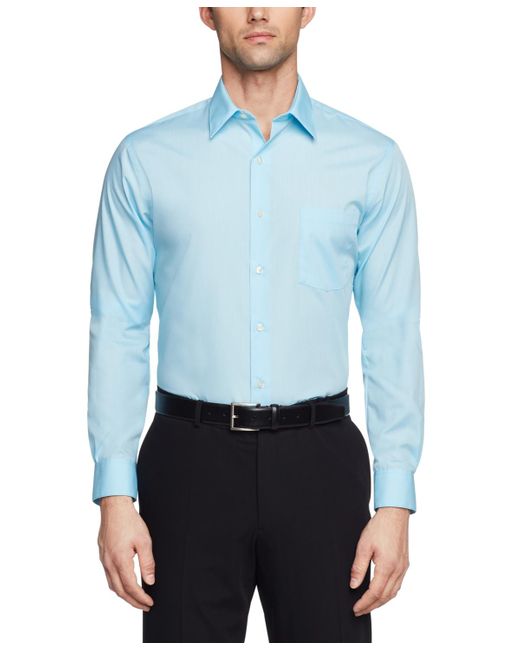 Van Heusen Blue Athletic Fit Poplin Dress Shirt for men