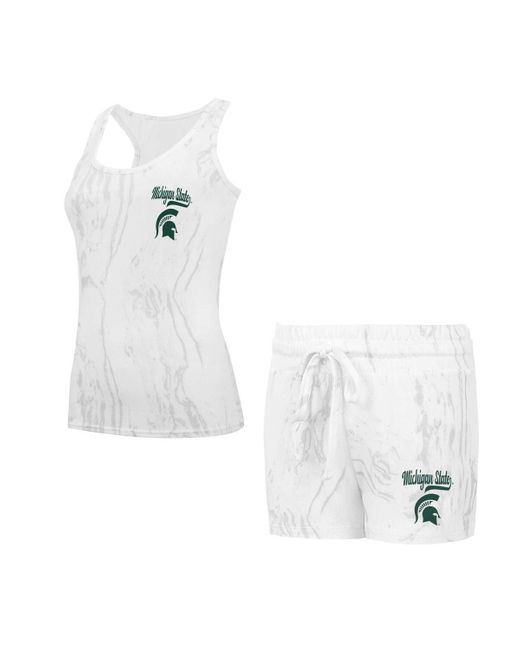 Concepts Sport White Michigan State Spartans Quartz Tank Top Shorts Set