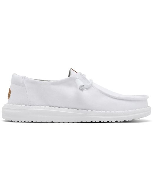 HeyDude White Wendy Stretch Canvas Casual Moccasin Sneakers From Finish Line