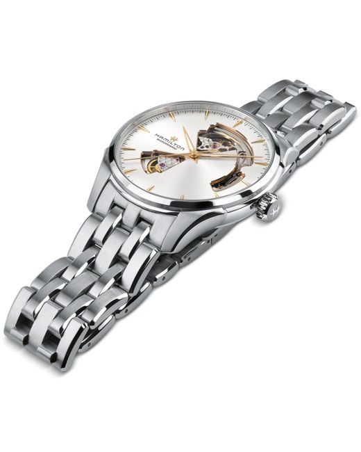 Hamilton Gray Swiss Automatic Jazzmaster Open Heart Stainless Steel Bracelet Watch 40mm for men