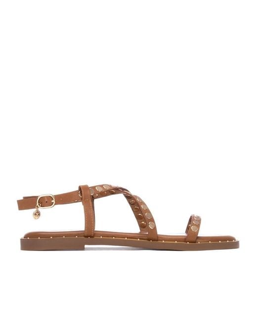 Xti Brown Studded Strappy Sandals