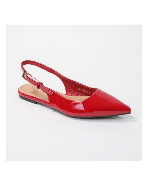BERNESS Red Caitriona Pointed Toe Slingback Flats