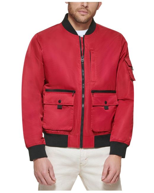 Levi's Flight Satin Utility Bomber Jacket in Red for Men Lyst