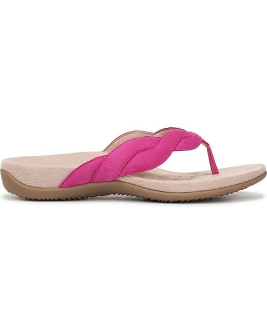 Vionic Pink Bella Braid Thong Sandals
