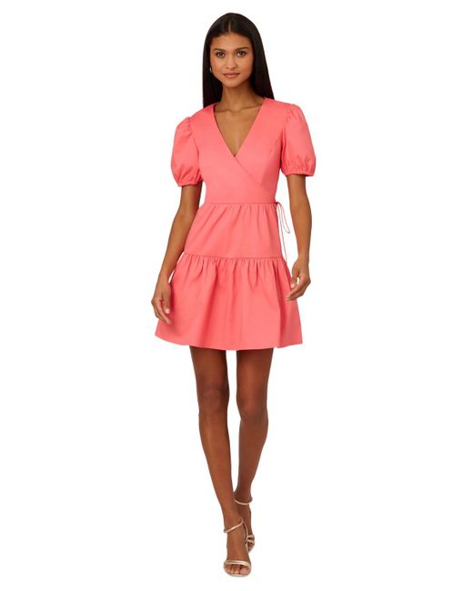 Adrianna Papell Faux-wrap Tiered Dress