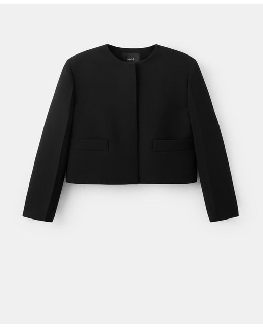 Mango Black Crop Suit Blazer
