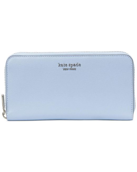 Kate Spade Blue Morgan Saffiano Leather Zip Around Wallet