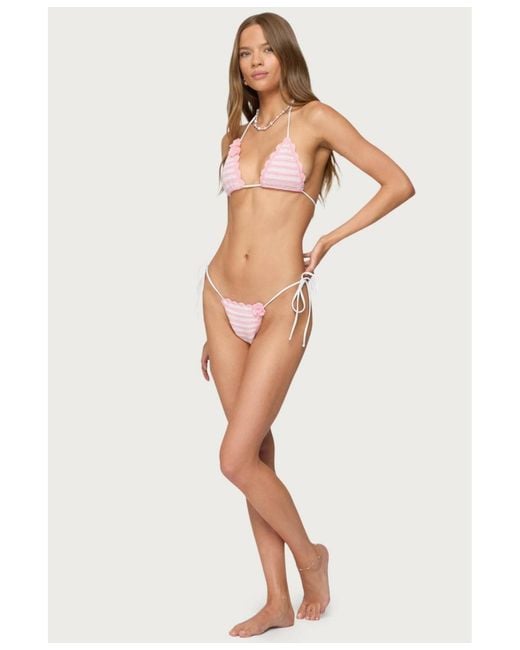 Edikted Pink Azalea Crochet String Bikini Bottom