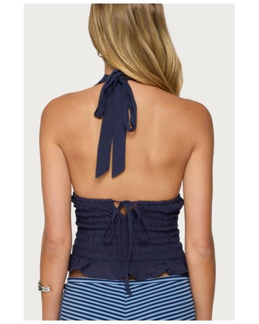 Edikted Blue Larissa Scrunch Halter Top