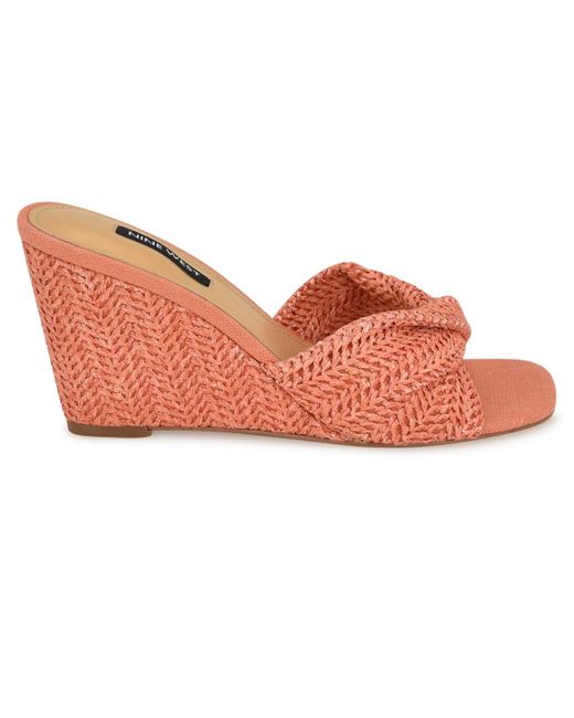 Nine West Pink Nikhil Slip-on Square Toe Wedge Sandals