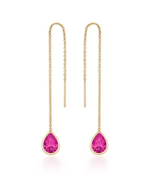 Ettika Pink Gold Plated Chain And Crystal Dangle Earrings