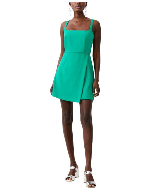 French Connection Green Whisper Crossover Mini Dress