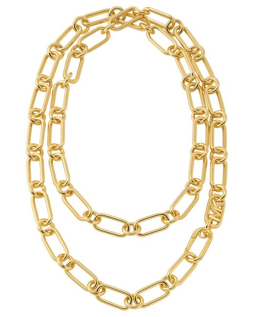 Michael Kors Metallic 14k Gold Plated Empire Chain Double Layer Necklace