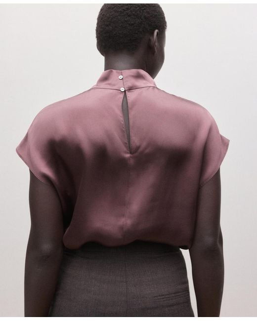 Mango Purple Satin Silk Blouse
