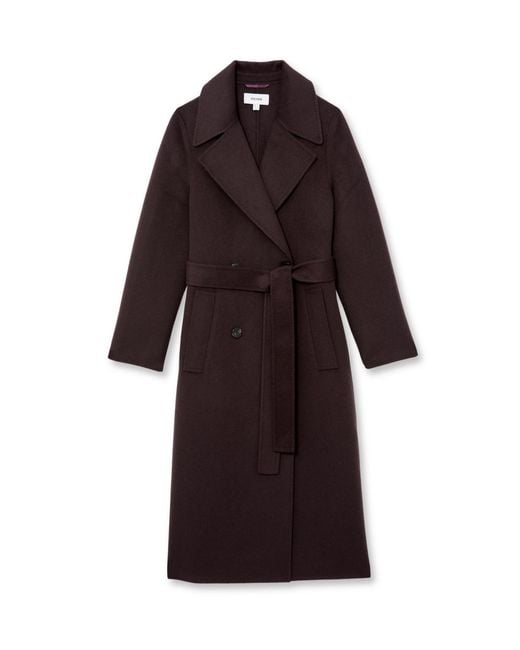 Reiss Black Double-breasted Blindseam Wool-blend Coat
