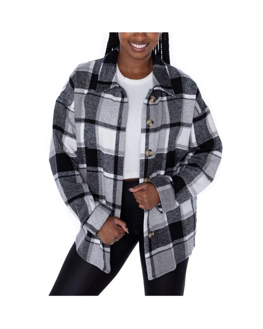 Gameday Couture White Denver Broncos Field Side Fun Plaid Button-up Overshirt