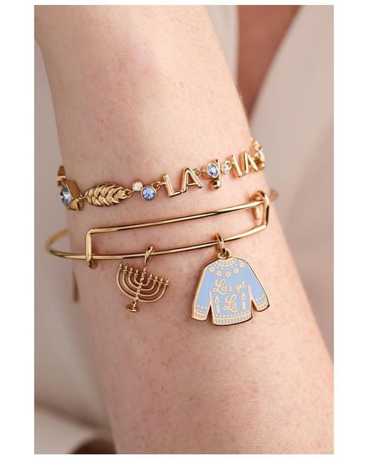 ALEX AND ANI White Hanukkah 'let's Get Lit" Ugly Sweater Bangle Bracelet