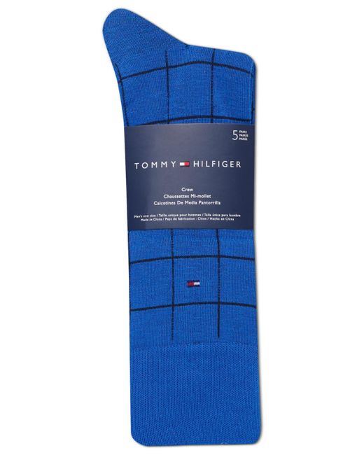 Tommy Hilfiger Blue 5-pk. Patterned Crew Dress Socks for men