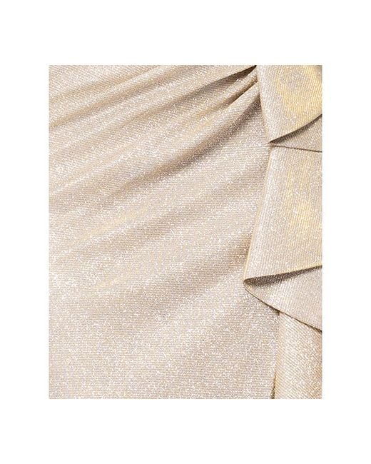 Xscape White Metallic Off-the-shoulder Ruffled Gown