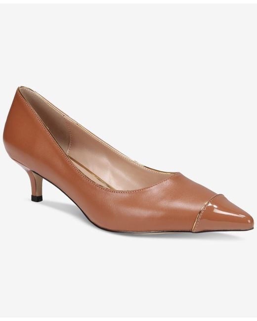THINGS II COME Brown Jacey Luxurious Pointed-toe Kitten Heel Pumps