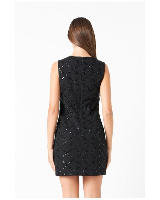 Endless Rose Black Tweed Sleeveless Mini Dress