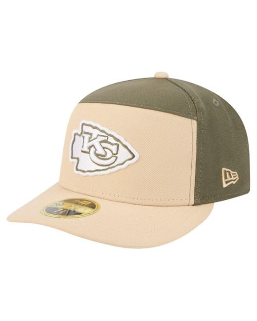 KTZ Natural Â Light Beige/olive Kansas City Chiefs Two-tone Color Pack Split Panel 59fifty Fitted Hat for men