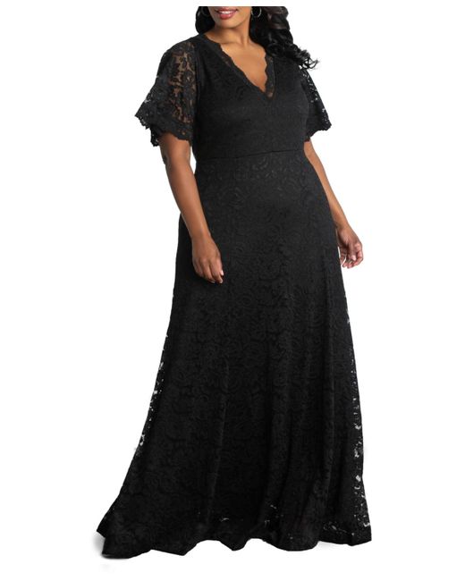 Kiyonna Black Plus Size Symphony Lace Evening Gown