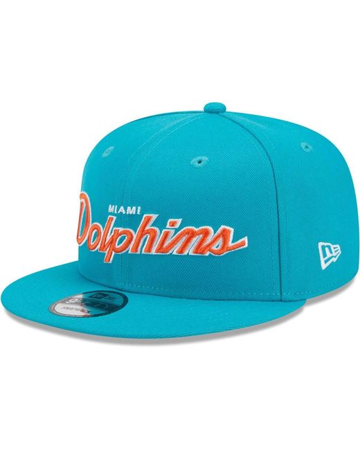 KTZ Blue Miami Dolphins Main Script 9fifty Snapback Hat for men