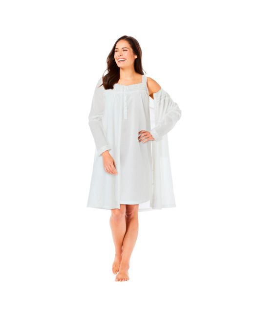 Only Neccessities White Plus Size Only Necessities Short 2-piece Cabbage-rose Peignoir Set