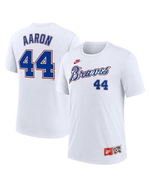 Nike Blue Hank Aaron Atlanta Braves Cooperstown Collection Tri-blend Name Number T-shirt for men