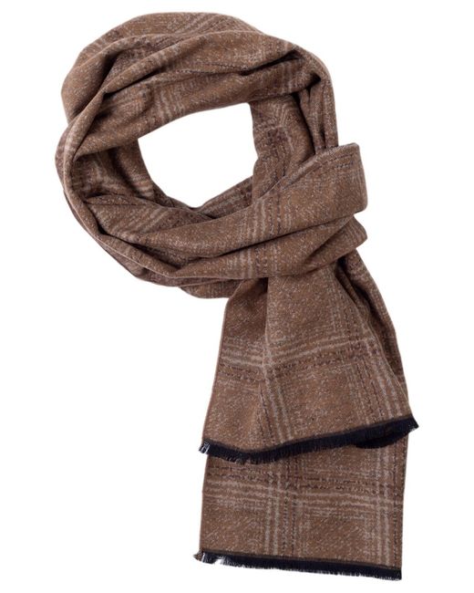 Ted Baker Brown Reversible Plaid Windowpane Scarf for men