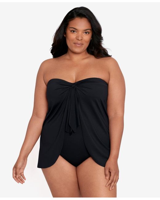 Lauren by Ralph Lauren Black Plus Size Flyaway One-piece Swimsuit